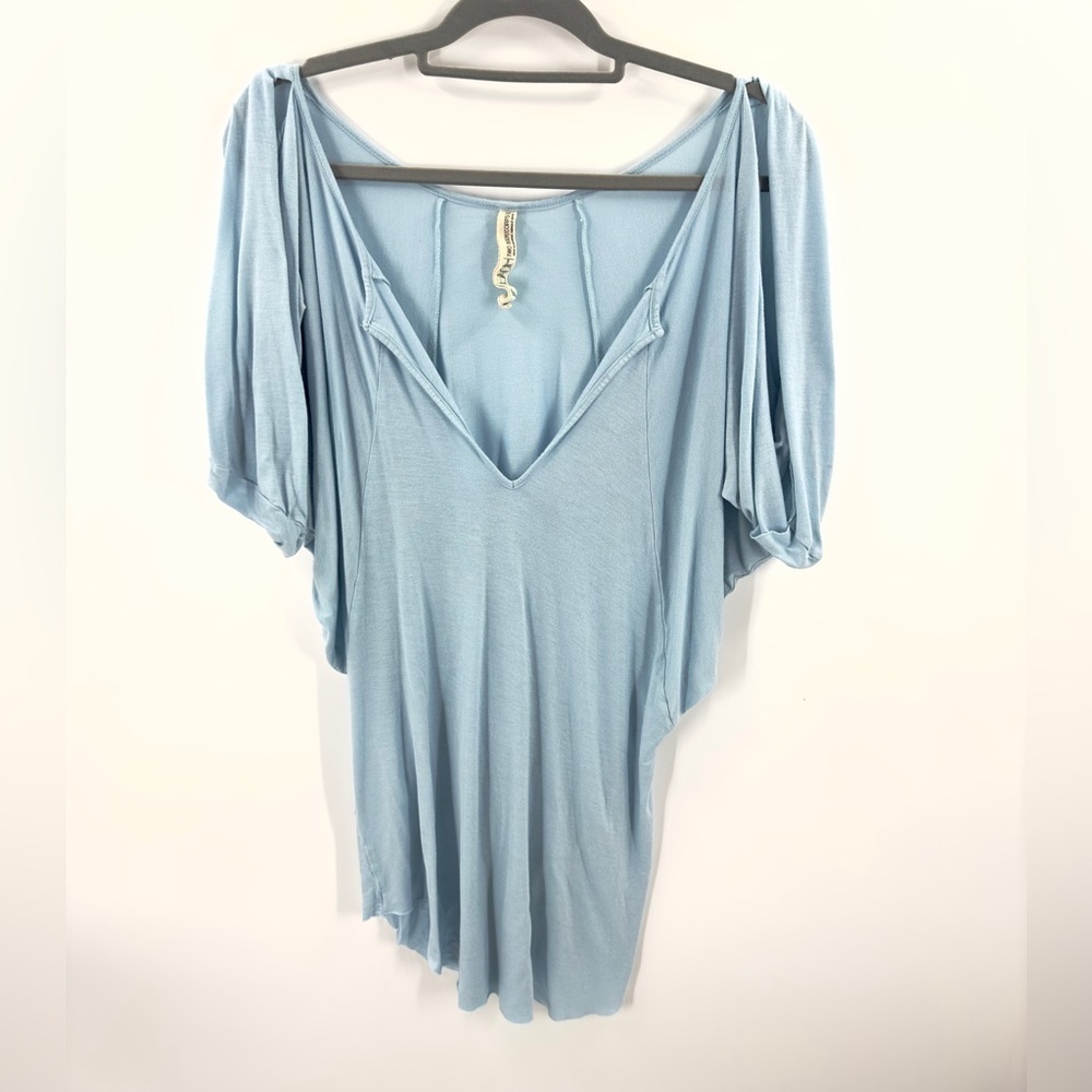 Free People Beach Top Womens Two Body One Size Flowy Boho Fairy Split Sleeve